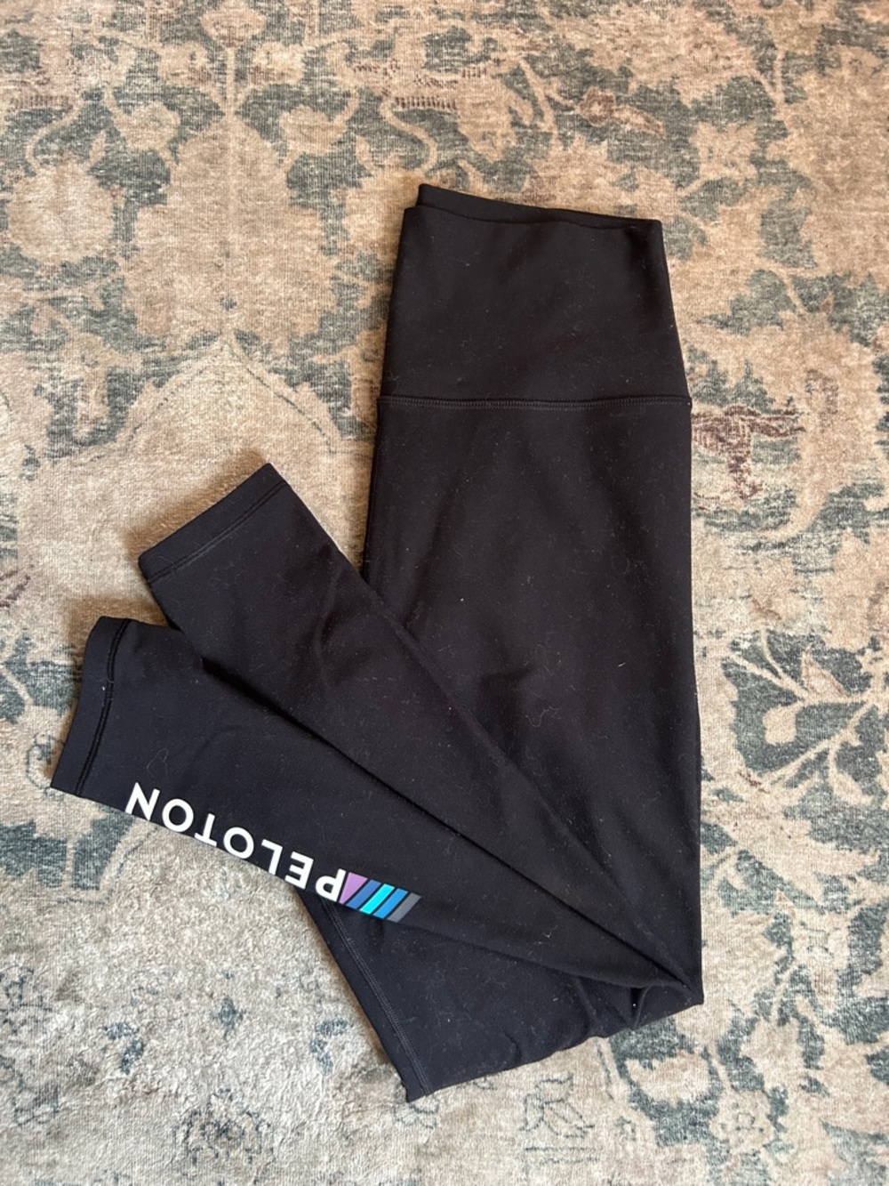 Peloton Black Women’s Leggings with Multicolor Stripe Logo